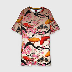 Платье клеш для девочки Рыбы, цвет: 3D-принт