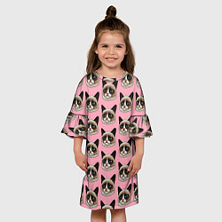 Платье клеш для девочки Кот мемасик, цвет: 3D-принт — фото 2