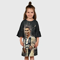 Платье клеш для девочки Криштиану Роналду Ювентус, цвет: 3D-принт — фото 2