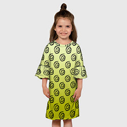 Платье клеш для девочки Узор спиральки на желтом фоне, цвет: 3D-принт — фото 2
