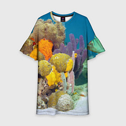 Платье клеш для девочки Морской мир, цвет: 3D-принт