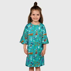 Платье клеш для девочки Морские обитатели, цвет: 3D-принт — фото 2