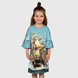 Платье клеш для девочки Парусник, цвет: 3D-принт — фото 2