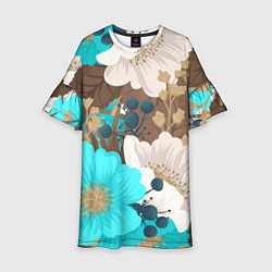 Платье клеш для девочки Красивые цвеТы, цвет: 3D-принт
