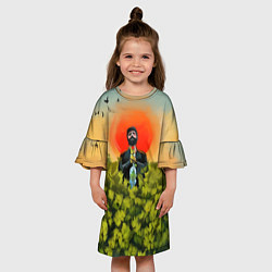 Платье клеш для девочки Один в поле, цвет: 3D-принт — фото 2