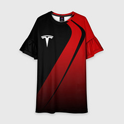 Платье клеш для девочки TESLA MOTORS ТЕСЛА, цвет: 3D-принт