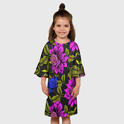 Платье клеш для девочки Цветочный Паттерн, цвет: 3D-принт — фото 2