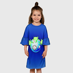 Платье клеш для девочки Карта путешествий, цвет: 3D-принт — фото 2