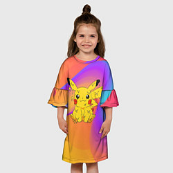 Платье клеш для девочки Пикачу капелька, цвет: 3D-принт — фото 2