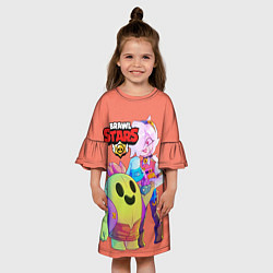 Платье клеш для девочки Бравл старс кактус, цвет: 3D-принт — фото 2