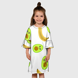 Платье клеш для девочки Банан и Авокадо, цвет: 3D-принт — фото 2