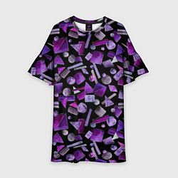 Платье клеш для девочки Геометрический фиолетовый, цвет: 3D-принт