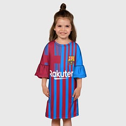 Платье клеш для девочки Домашняя форма ФК «Барселона», цвет: 3D-принт — фото 2
