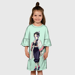Платье клеш для девочки Шинобу Кочо, Столб Насекомого, цвет: 3D-принт — фото 2