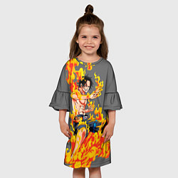 Платье клеш для девочки Портгас Д Эйс из One Piece, цвет: 3D-принт — фото 2