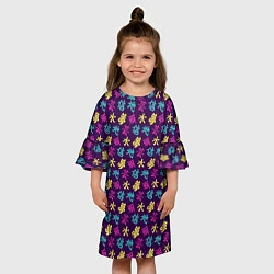 Платье клеш для девочки Иероглифы, цвет: 3D-принт — фото 2