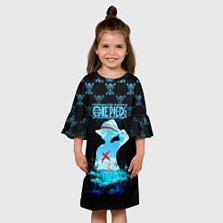 Платье клеш для девочки Луффи Пираты Соломенной Шляпы, цвет: 3D-принт — фото 2