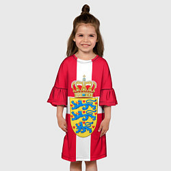 Платье клеш для девочки Дания Герб и флаг Дании, цвет: 3D-принт — фото 2