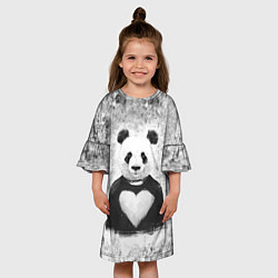 Платье клеш для девочки Панда Любовь Сердце Меланж, цвет: 3D-принт — фото 2