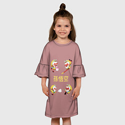 Платье клеш для девочки Сунь Укун - 4 настроения, цвет: 3D-принт — фото 2