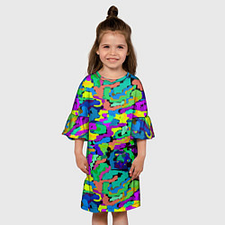 Платье клеш для девочки Камуфляж в ярких тонах, цвет: 3D-принт — фото 2