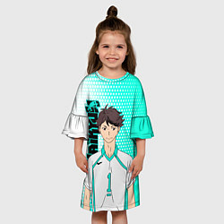 Платье клеш для девочки Тоору Ойкава Oikawa Toru, цвет: 3D-принт — фото 2