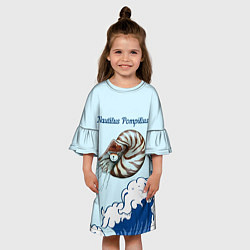 Платье клеш для девочки Nautilus Pompilius океан, цвет: 3D-принт — фото 2