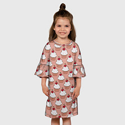 Платье клеш для девочки Вишенка на кексе, цвет: 3D-принт — фото 2