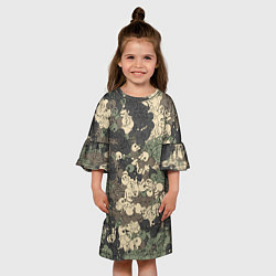 Платье клеш для девочки Камуфляжный рисунок из черепов, цвет: 3D-принт — фото 2