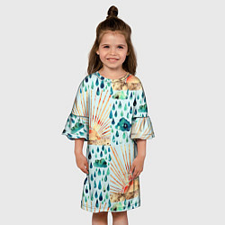 Платье клеш для девочки Осенний паттерн: Дождь и солнце, цвет: 3D-принт — фото 2