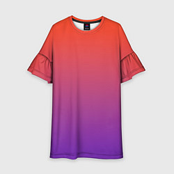 Платье клеш для девочки Оранжевый и Фиолетовый, цвет: 3D-принт