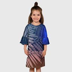 Платье клеш для девочки Тропическая ночь, цвет: 3D-принт — фото 2