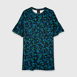 Платье клеш для девочки Абстрактный зелено-синий узор, цвет: 3D-принт