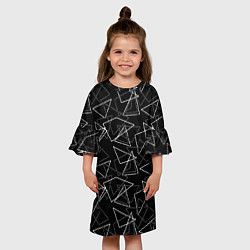 Платье клеш для девочки Черно-белый геометрический, цвет: 3D-принт — фото 2