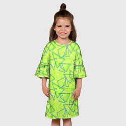 Платье клеш для девочки Абстрактный неоновый зеленый, цвет: 3D-принт — фото 2
