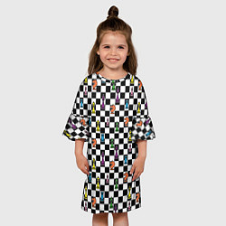 Платье клеш для девочки Яркая шахматная доска, цвет: 3D-принт — фото 2