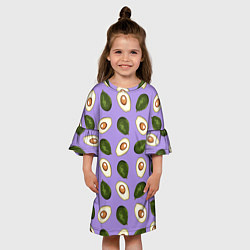 Платье клеш для девочки Авокадо паттерн, цвет: 3D-принт — фото 2