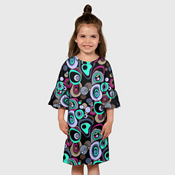 Платье клеш для девочки Абстрактный узор ретро, цвет: 3D-принт — фото 2
