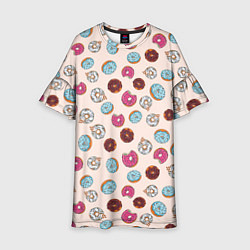 Платье клеш для девочки Пончики донаты паттерн, цвет: 3D-принт