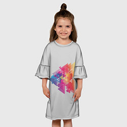 Платье клеш для девочки Цветные треугольники, цвет: 3D-принт — фото 2