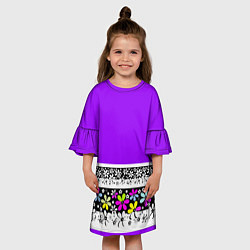 Платье клеш для девочки Яркий фиолетовый цветочный, цвет: 3D-принт — фото 2