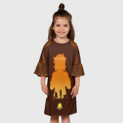 Платье клеш для девочки АЛЬБЕДО ALBEDO GENSHIN, цвет: 3D-принт — фото 2