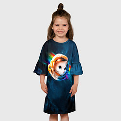 Платье клеш для девочки Котик Космонавт, цвет: 3D-принт — фото 2