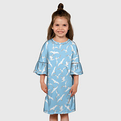 Платье клеш для девочки Чайки в небе паттерн, цвет: 3D-принт — фото 2