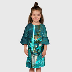 Платье клеш для девочки Джин Genshin Impact Геншин Импакт Z, цвет: 3D-принт — фото 2