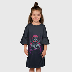 Платье клеш для девочки Космический убийца, цвет: 3D-принт — фото 2