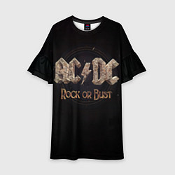 Платье клеш для девочки ACDC Rock or Bust, цвет: 3D-принт