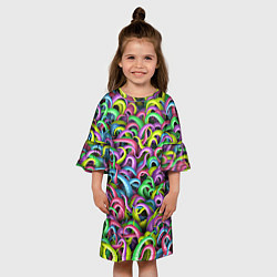 Платье клеш для девочки Психоделические щупальца, цвет: 3D-принт — фото 2