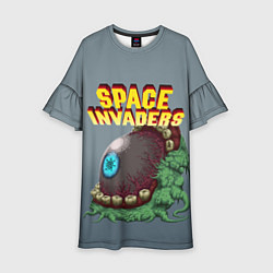 Платье клеш для девочки Boss Space Invaders Old game Z, цвет: 3D-принт
