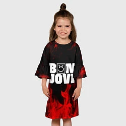 Платье клеш для девочки BON JOVI HAVE A NICE DAY FIRE ОГОНЬ, цвет: 3D-принт — фото 2